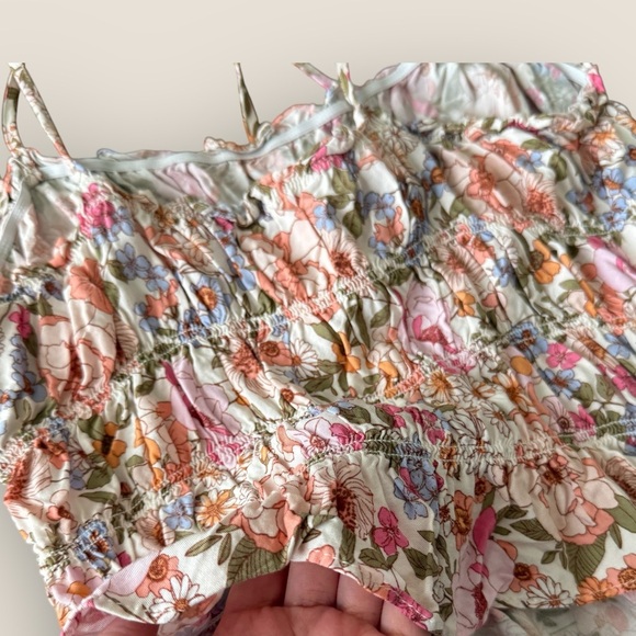 Lucy Star | Smocked Floral Peplum Top | Size L - Picture 7 of 8